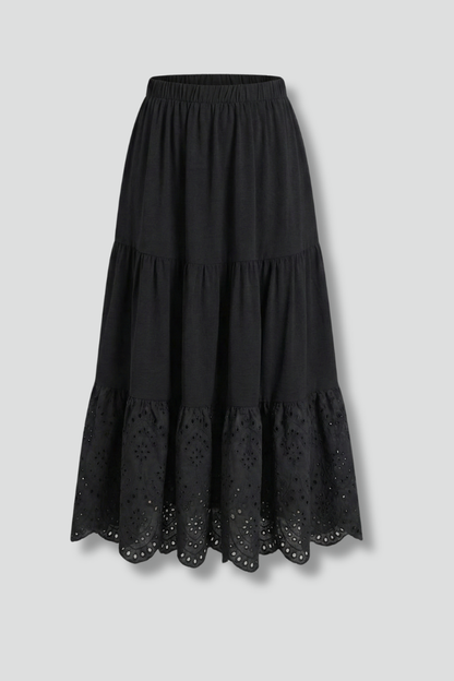 Lila | Elegant Maxi Skirt with Elastic Waist and Lace Hem