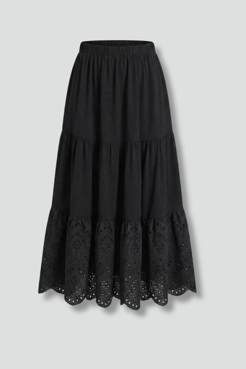 Lila | Elegant Maxi Skirt with Elastic Waist and Lace Hem
