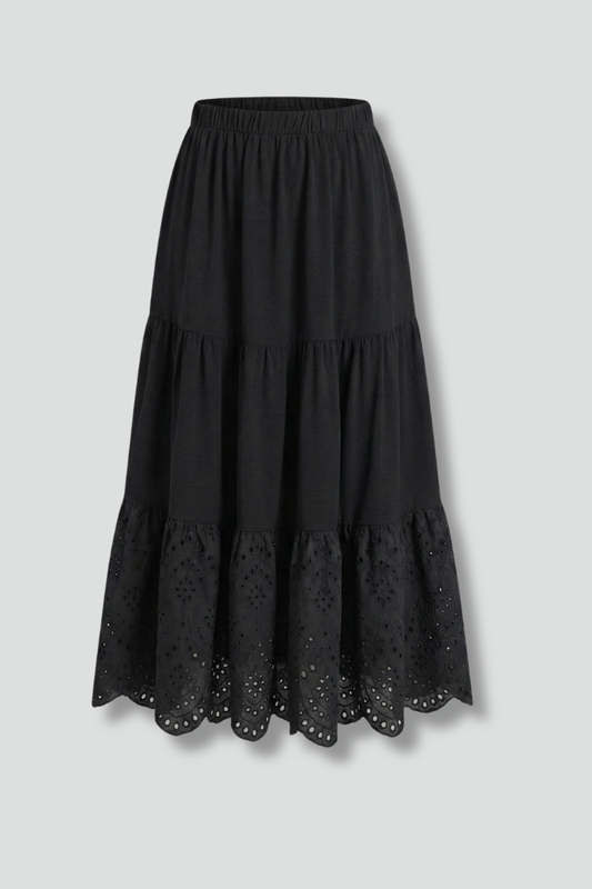Lila | Elegant Maxi Skirt with Elastic Waist and Lace Hem
