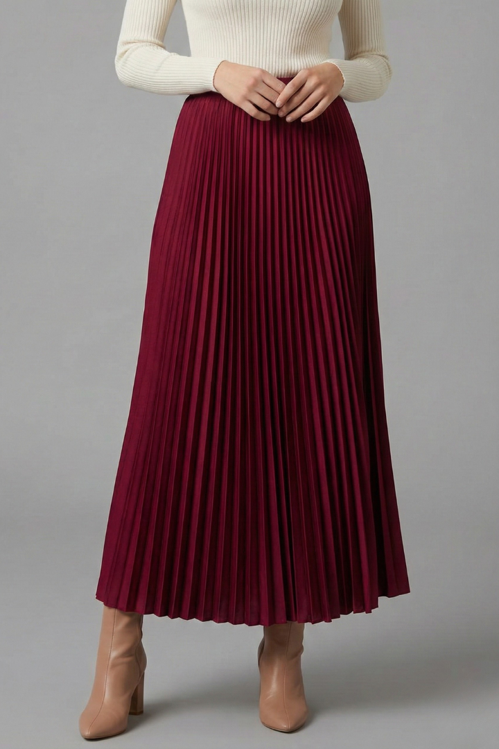 Lila | Pleated Maxi Skirt with Elastic Waist