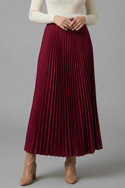 Lila | Pleated Maxi Skirt with Elastic Waist