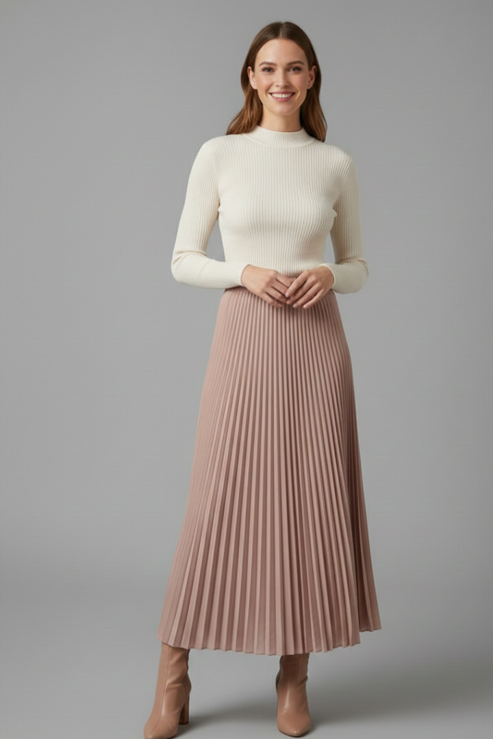 Lila | Pleated Maxi Skirt with Elastic Waist
