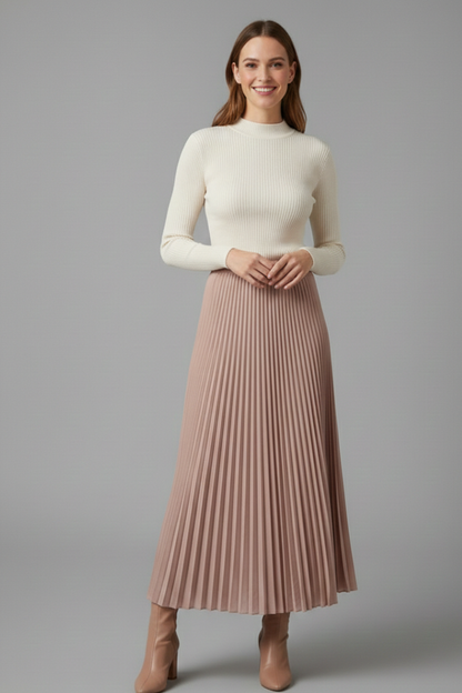 Lila | Pleated Maxi Skirt with Elastic Waist