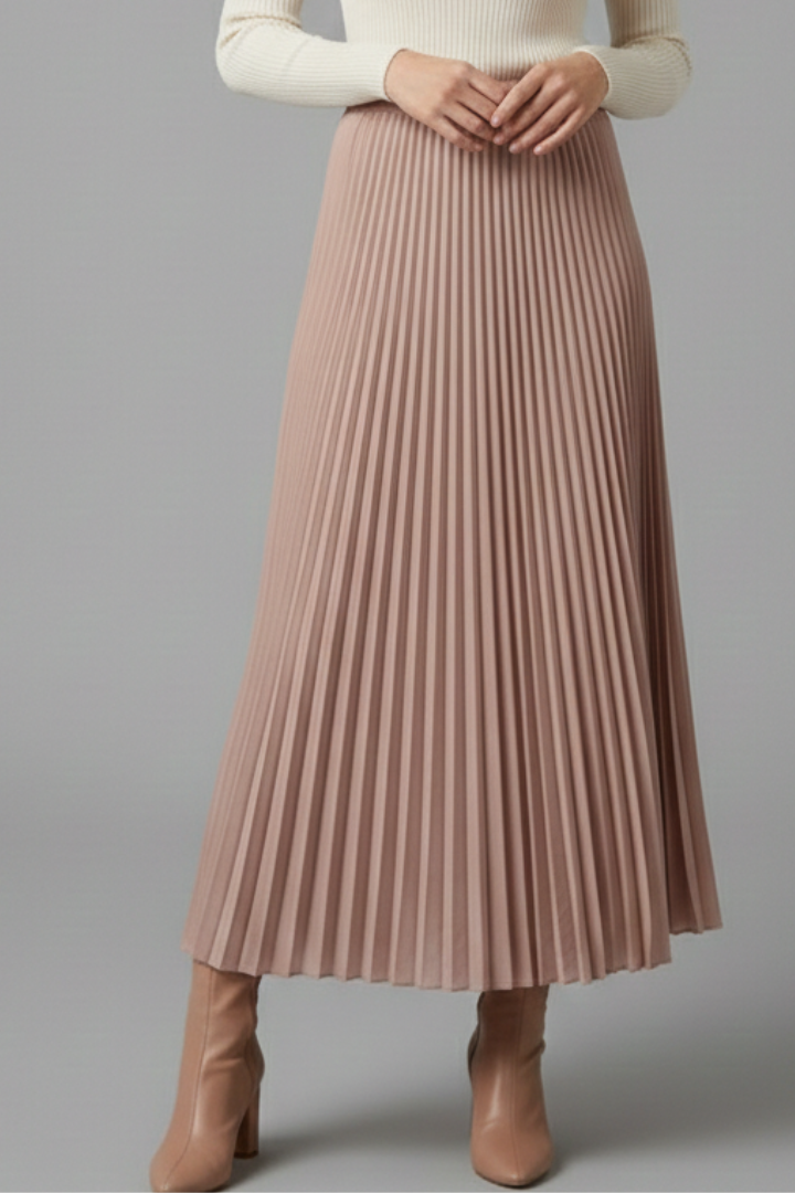Lila | Pleated Maxi Skirt with Elastic Waist