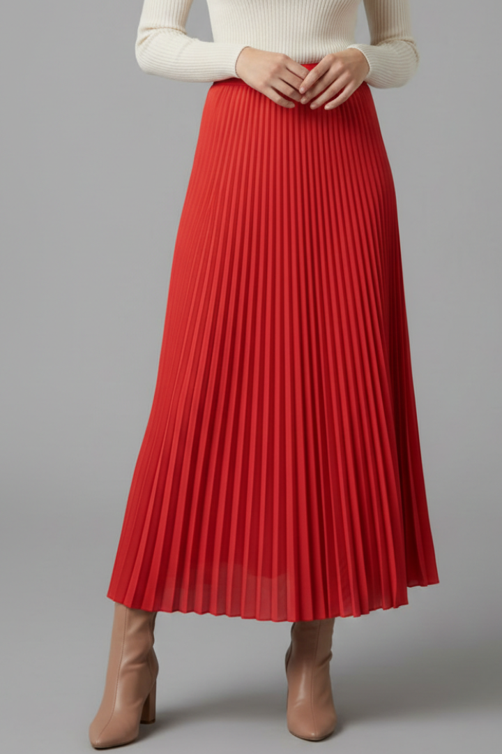 Lila | Pleated Maxi Skirt with Elastic Waist