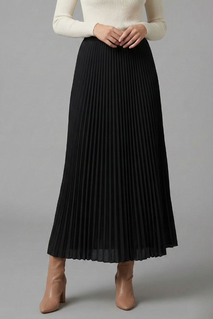 Lila | Pleated Maxi Skirt with Elastic Waist