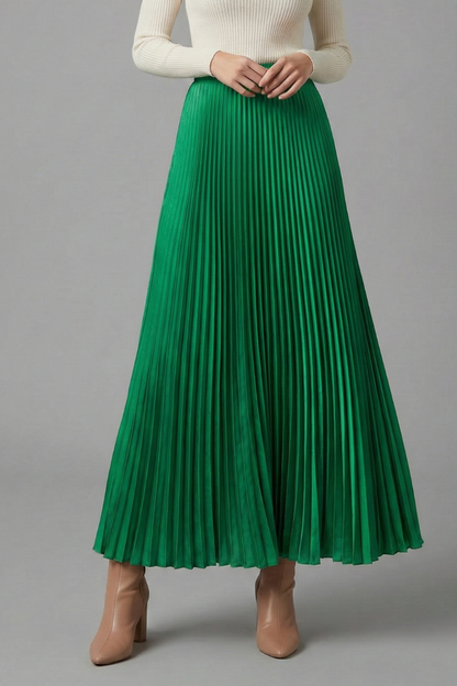 Lila | Pleated Maxi Skirt with Elastic Waist