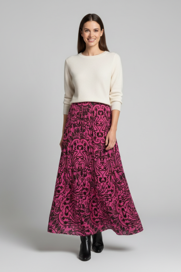 Lila | Printed Maxi Skirt with Elastic Waist