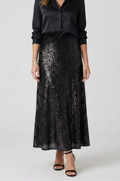 Luna | Sequin Maxi Skirt with Elastic Waist