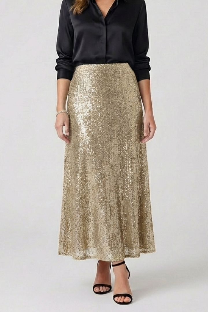 Luna | Sequin Maxi Skirt with Elastic Waist