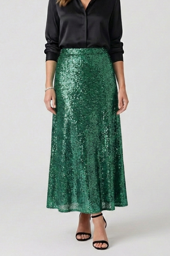 Luna | Sequin Maxi Skirt with Elastic Waist