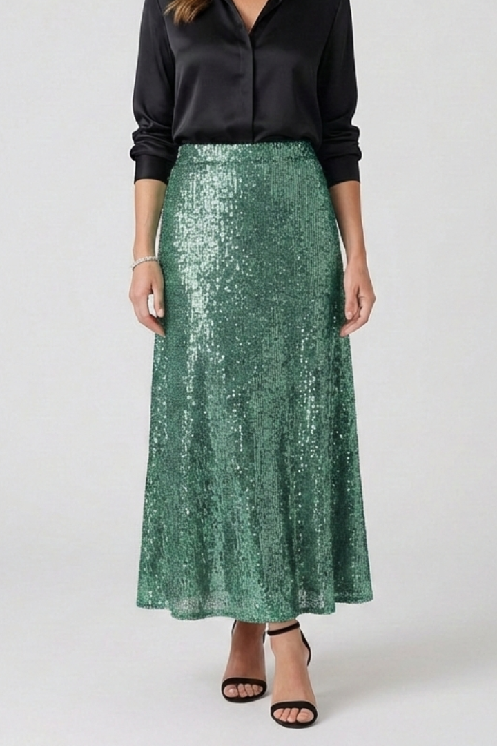 Luna | Sequin Maxi Skirt with Elastic Waist