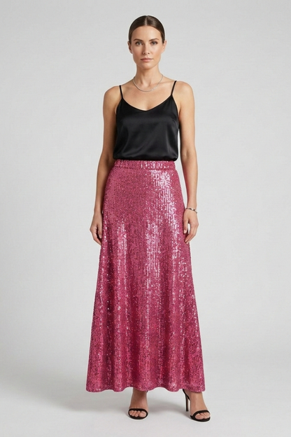 Luna | Sequin Maxi Skirt with Elastic Waist