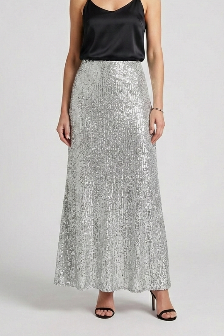 Luna | Sequin Maxi Skirt with Elastic Waist