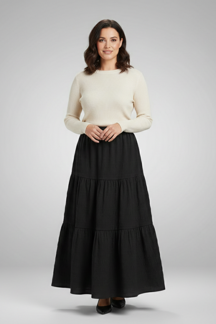 Elena | Tiered Maxi Skirt with Elastic Waist