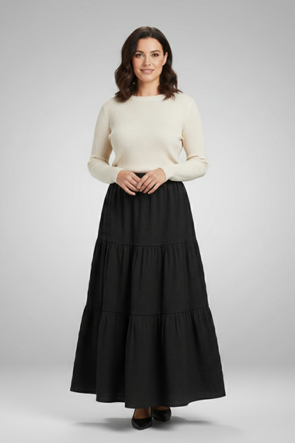 Elena | Tiered Maxi Skirt with Elastic Waist