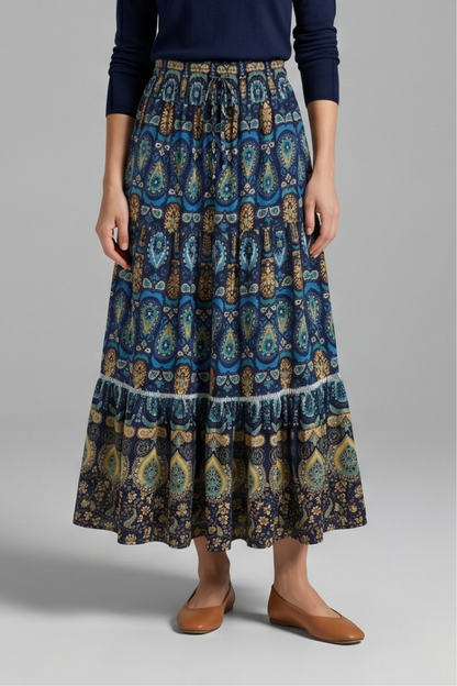 Elena | Tiered Maxi Skirt with Elastic Waist