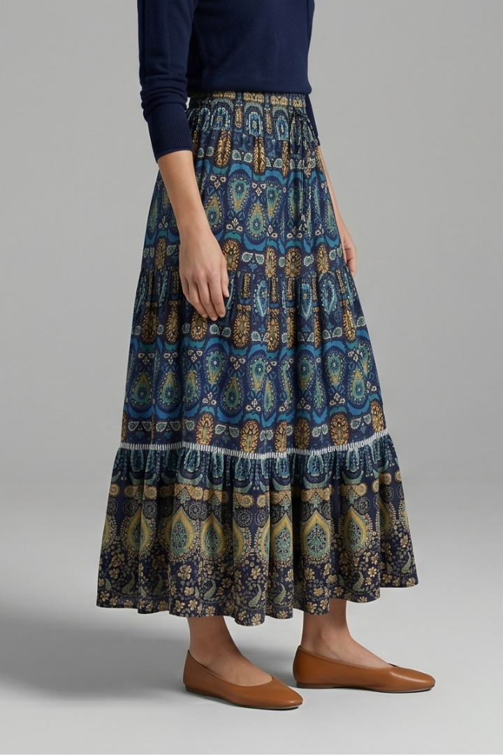 Elena | Tiered Maxi Skirt with Elastic Waist