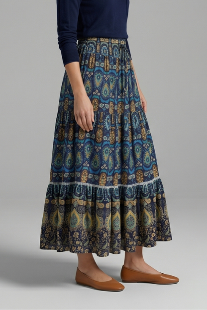 Elena | Tiered Maxi Skirt with Elastic Waist