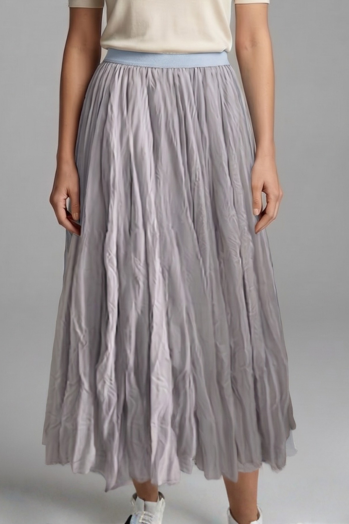 Isla | Pleated Maxi Skirt with Elastic Waistband