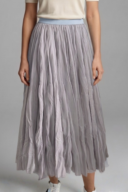 Isla | Pleated Maxi Skirt with Elastic Waistband