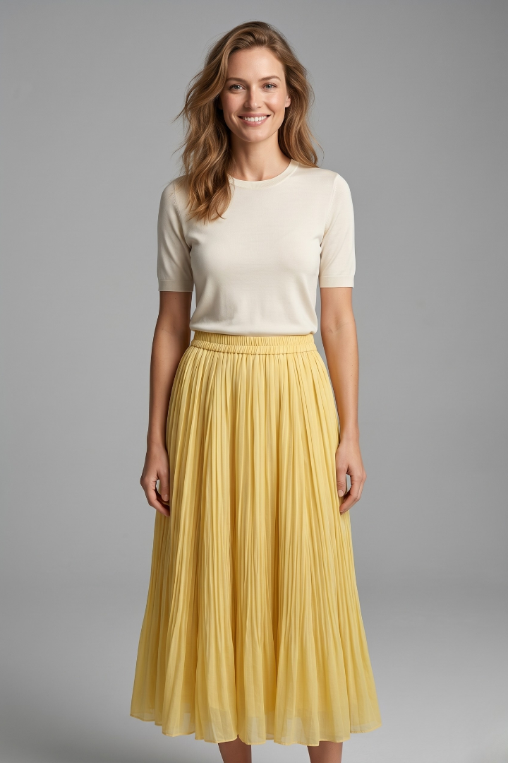 Isla | Pleated Maxi Skirt with Elastic Waistband