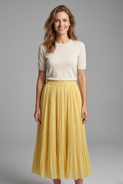 Isla | Pleated Maxi Skirt with Elastic Waistband