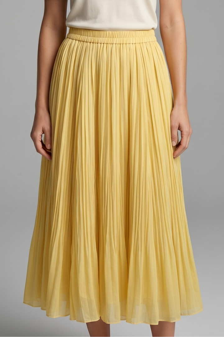 Isla | Pleated Maxi Skirt with Elastic Waistband