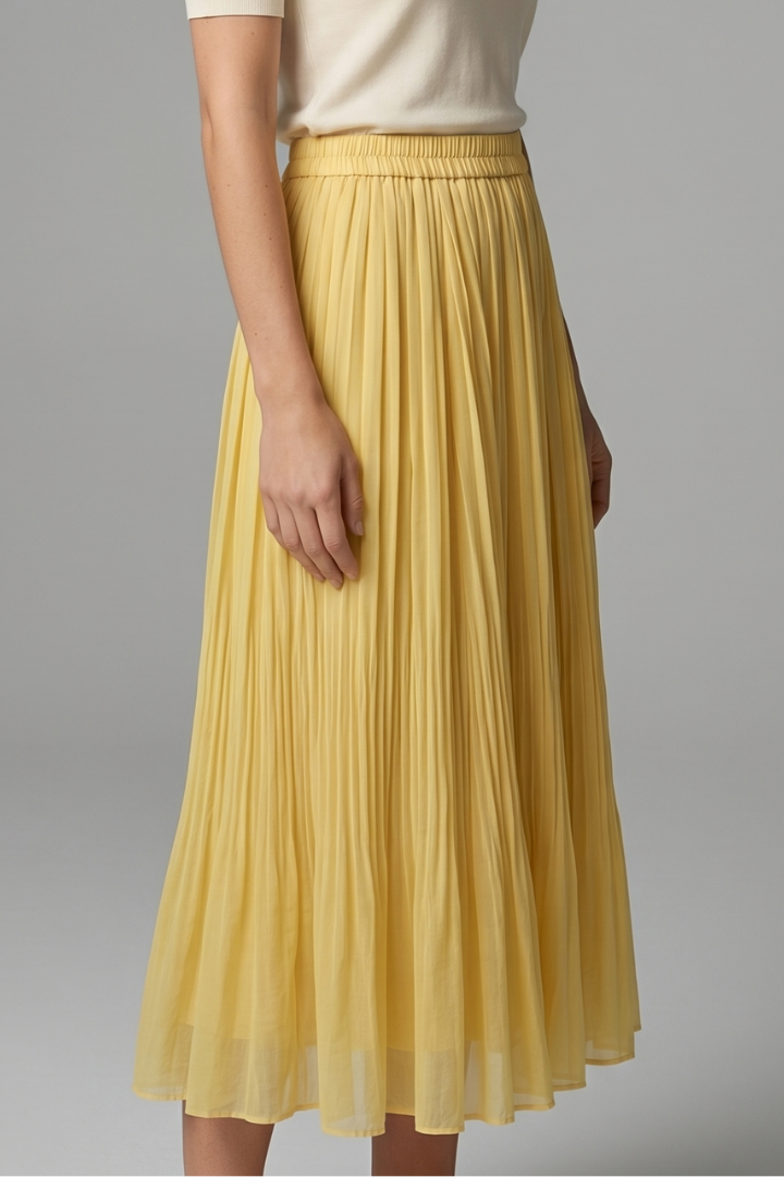 Isla | Pleated Maxi Skirt with Elastic Waistband