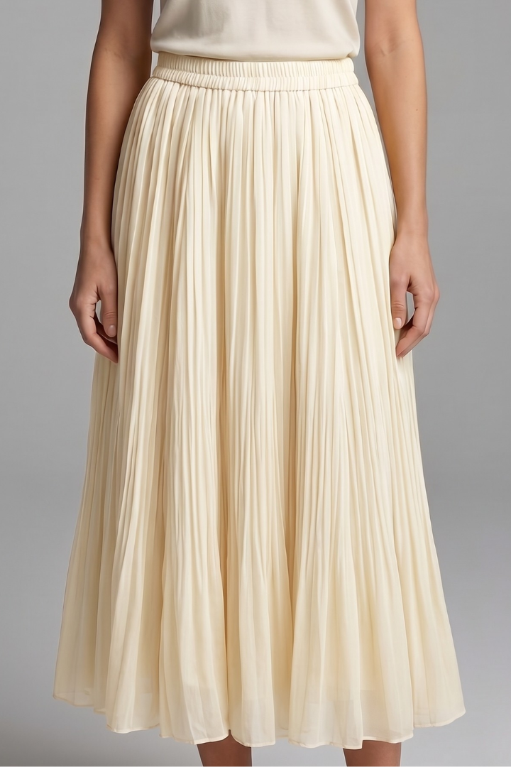 Isla | Pleated Maxi Skirt with Elastic Waistband