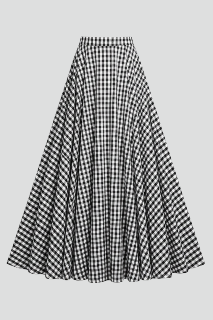 Lena | High-Waisted Check Maxi Skirt
