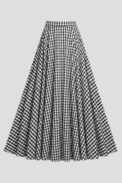 Lena | High-Waisted Check Maxi Skirt