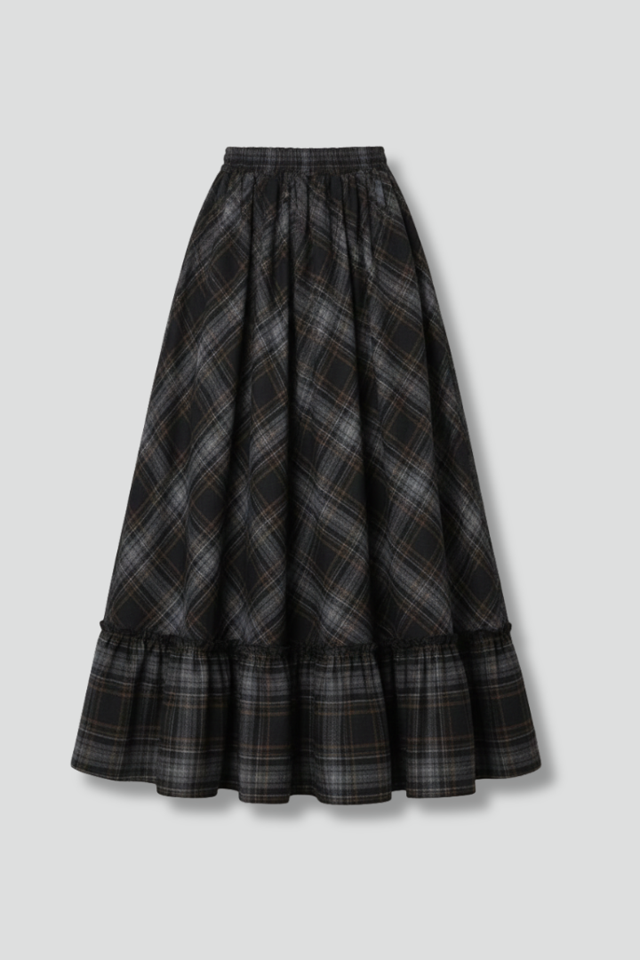 Lena | High-Waisted Plaid Maxi Skirt