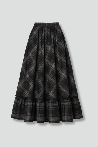 Lena | High-Waisted Plaid Maxi Skirt