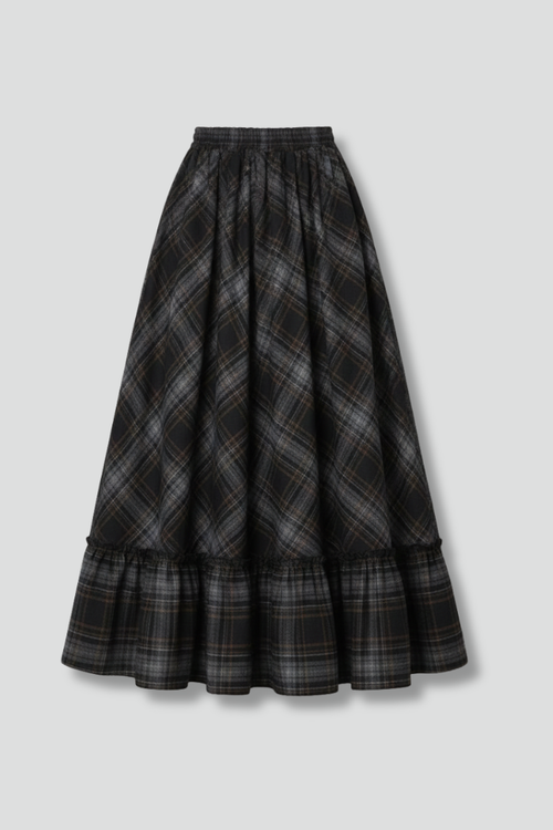 Lena | High-Waisted Plaid Maxi Skirt