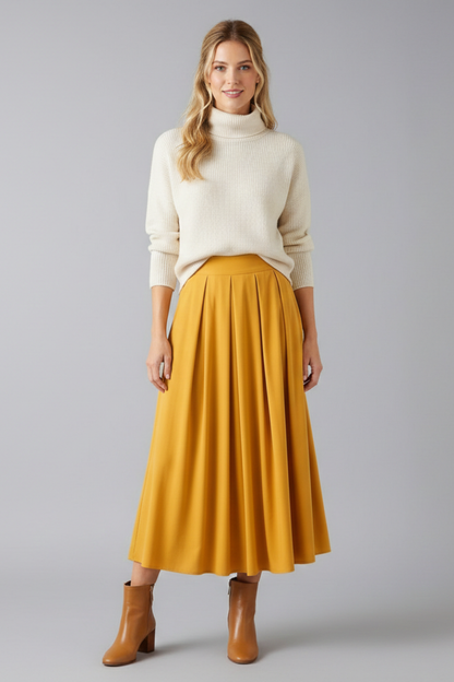 Lila | High-Waisted Pleated Maxi Skirt