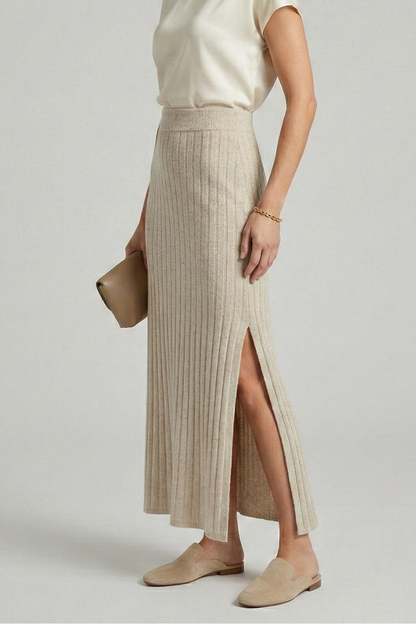 Luna | High-Waisted Maxi Skirt with Side Slit