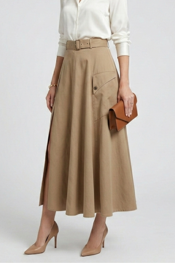 Lila | Chic Maxi Skirt with Side Pockets and High Slit