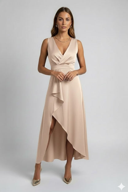 Lena | V Neckline Maxi Wrap Dress