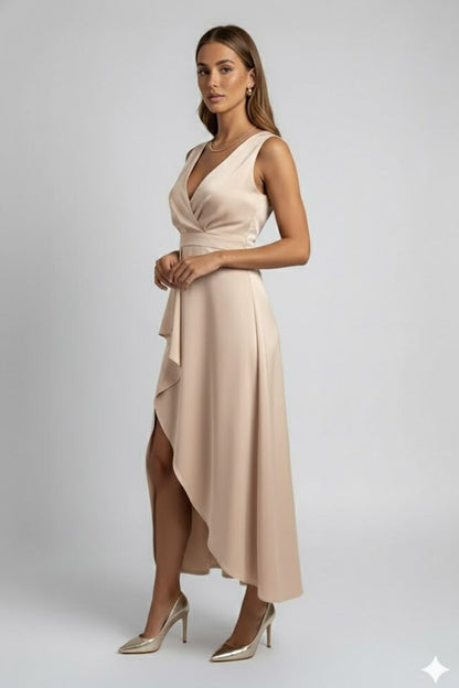 Lena | V Neckline Maxi Wrap Dress