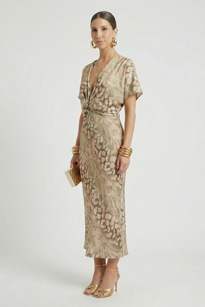 Lila | Pleated Midi Dress with Floral Print