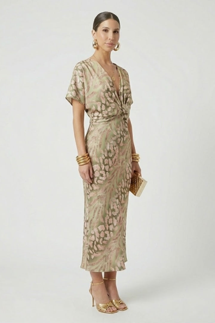 Lila | Pleated Midi Dress with Floral Print