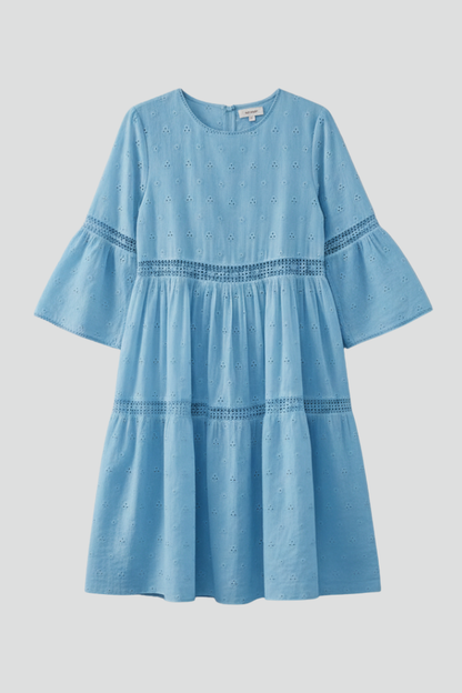 Lena | Elegant Midi Dress with Round Neckline and Long Sleeves