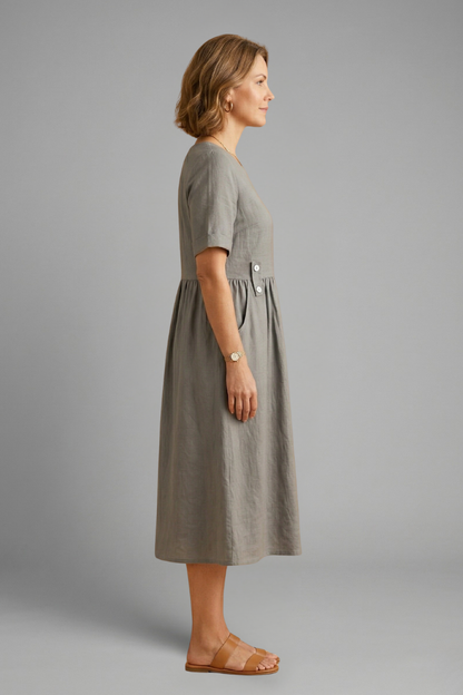 Lila | Effortless Midi Dress with Round Neckline
