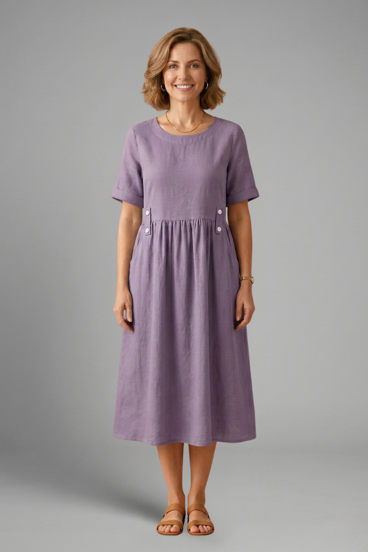 Lila | Effortless Midi Dress with Round Neckline