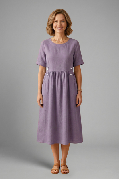 Lila | Effortless Midi Dress with Round Neckline