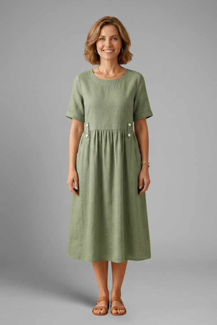 Lila | Effortless Midi Dress with Round Neckline