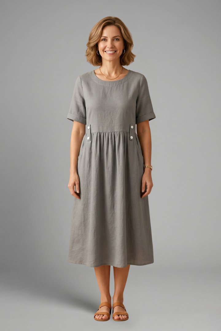 Lila | Effortless Midi Dress with Round Neckline