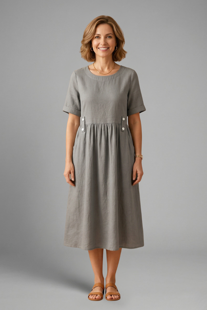 Lila | Effortless Midi Dress with Round Neckline