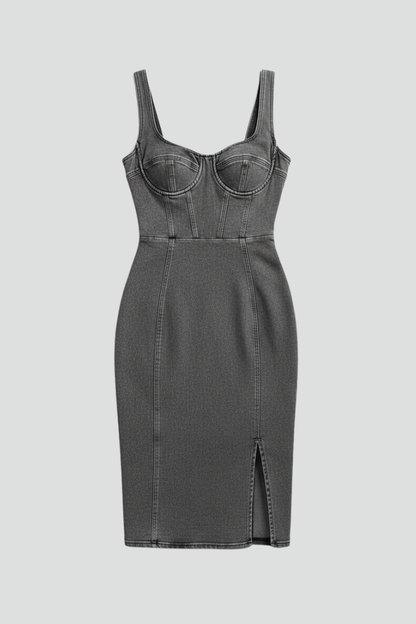 Lila | Elegant Sleeveless Midi Dress with Round Neckline